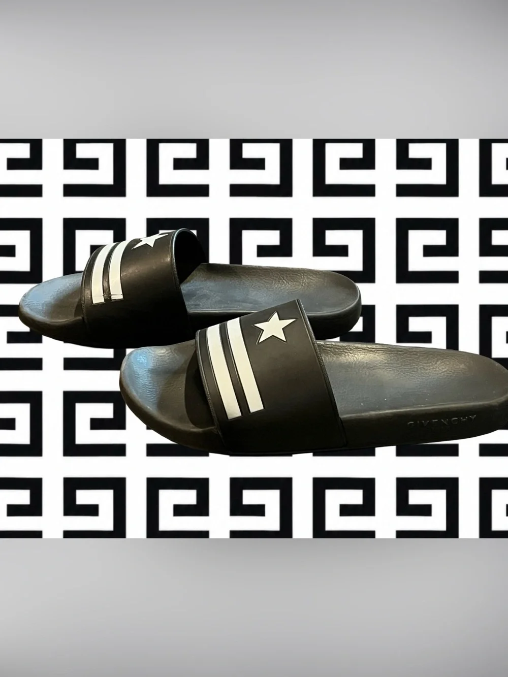 Givenchy Black Embossed Logo Slide Sandals